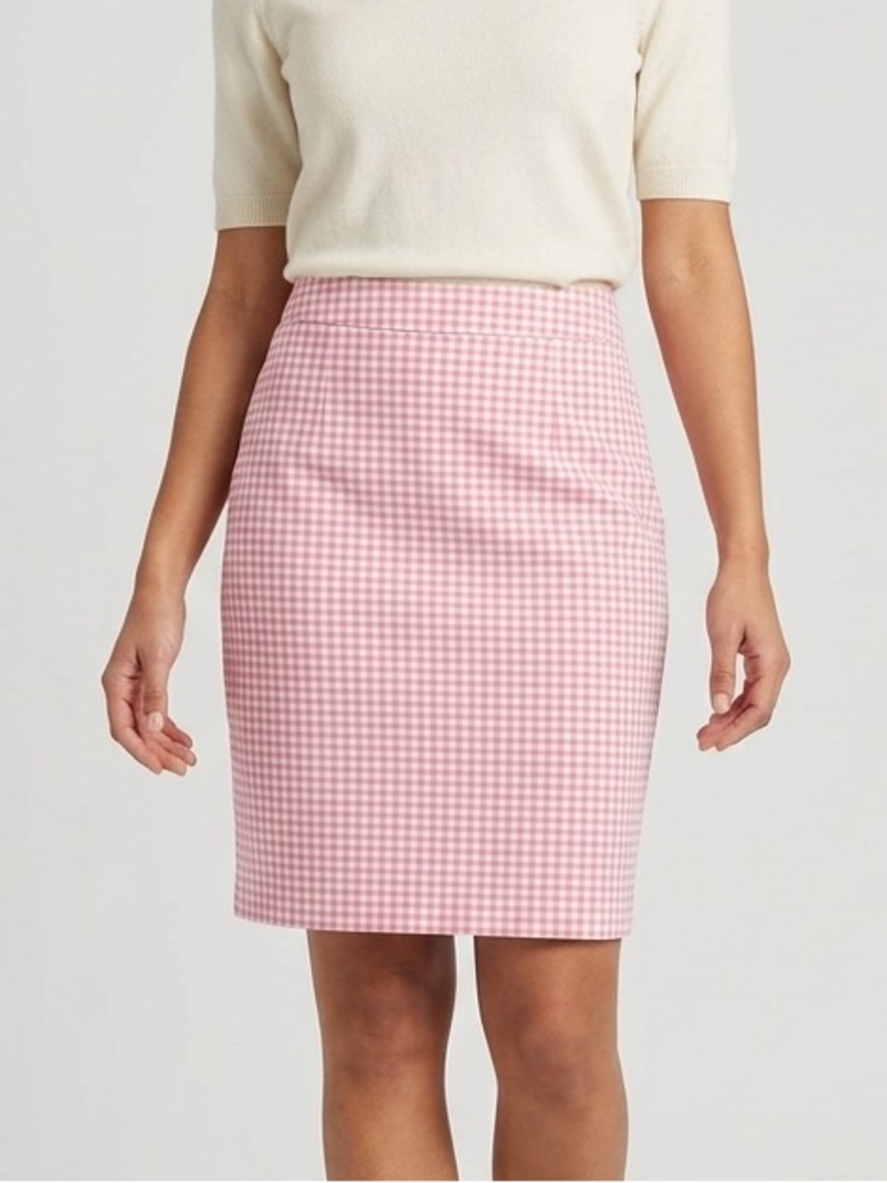 J. Crew Women's Cotton Feminine Pink Gingham NO. 2 Pencil Skirt Size 12